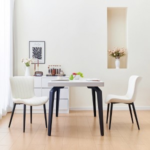 Set of 2 Cream White Dining Chairs: Faux Leather Mid-Century Modern Accent Chairs for Kitchen, Dining Room, Living Room, and Reception - 1 of 4