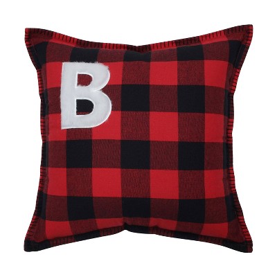 17"x17" Indoor Christmas Buffalo Plaid B Square 16.5-inch Throw Pillow - Pillow Perfect: Faux Fur, Rustic Farmhouse Decor