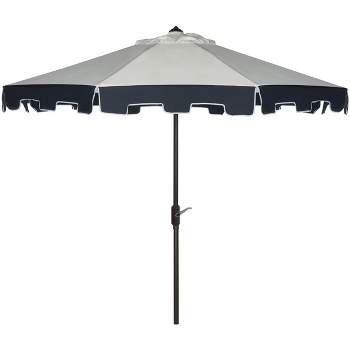 UV Resistant City Fashion 9Ft Auto Tilt Patio Outdoor Umbrella - Beige / Navy - Safavieh.