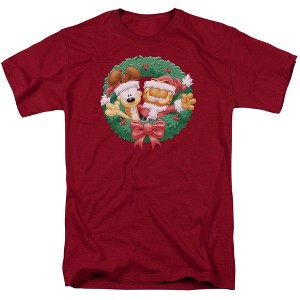 Men's Garfield Christmas Wreath T-Shirt - 1 of 4