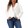 Agnes Orinda Women's Plus Size Winter Cropped Lapel Shrug Long Sleeve Fluffy Faux Fur Coat - 2 of 4