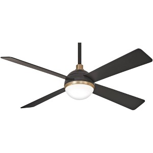 54" Minka Aire Modern Indoor Ceiling Fan with LED Light Remote Control Brushed Carbon Glass Shade for Living Room Family Dining - 1 of 4