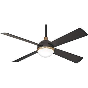 54" Minka Aire Modern Indoor Ceiling Fan with LED Light Remote Control Brushed Carbon Glass Shade for Living Room Family Dining