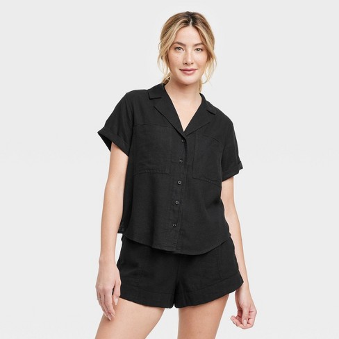 Women's Linen Short Sleeve Button-down Shirt - Universal Thread™ : Target