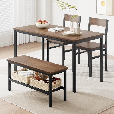 Dining Table Set for 4, Kitchen Table Set with 2 Chairs and Bench, Dining Room Table Sets for Small Space