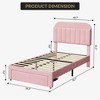 Kids Bed Frame,Twin Kids Bed Frame with Bookcase Headboard, Velvet Upholstered Platform Bed Frame with Under-Bed Drawer - 3 of 4