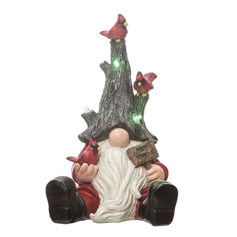 Transpac Resin 9.25 in. Multicolor Christmas Light Up Cardinal Gnome, 1 of 5