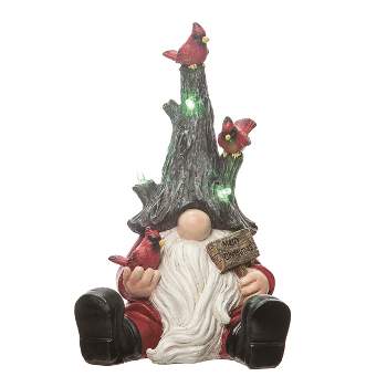 Transpac Resin 9.25 in. Multicolor Christmas Light Up Cardinal Gnome