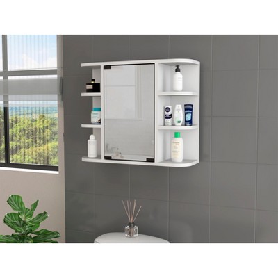 Vynxaria Medicine Cabinet With Six Shelves, Mirror Cabinet£¬White