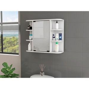 Vynxaria Medicine Cabinet With Six Shelves, Mirror Cabinet£¬White - 1 of 4