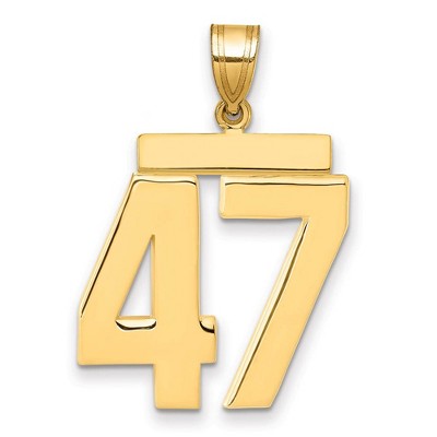 Black Bow Jewelry 14k Yellow Gold, Athletic Collection, Large Polished Number 47 Pendant