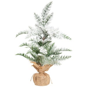 Northlight Heavily Flocked Pine in Burlap Base Christmas Tree - 17.75" - Unlit - 1 of 4