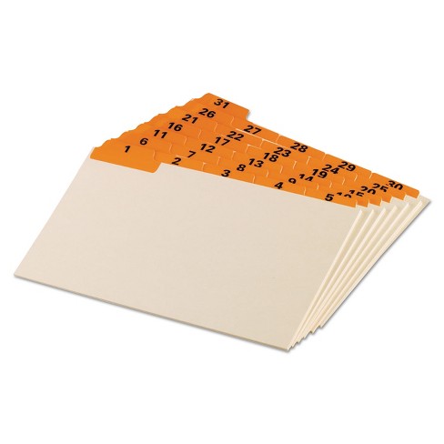 Oxford Laminated Index Card Guides, Daily, 1/5 Tab, 5 x 8 (Set of 31)