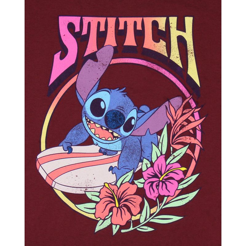 Disney Lilo And Stitch Men's Stitch Surfing Distressed Graphic Print T-Shirt, 2 of 4