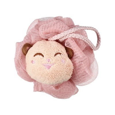 Unique Bargains Bathroom Cartoon Bath Shower Loofah Sponge 4.13"x4.53" Pink 1 Pc