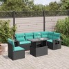 vidaXL Patio Sofa Set with Cushions Table and Couches 7 Piece Poly Rattan - Black - 2 of 4