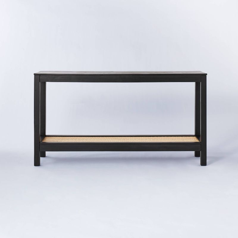 Console Table with Woven Rattan Shelf Black - Threshold&#8482; designed with Studio McGee, 3 of 19