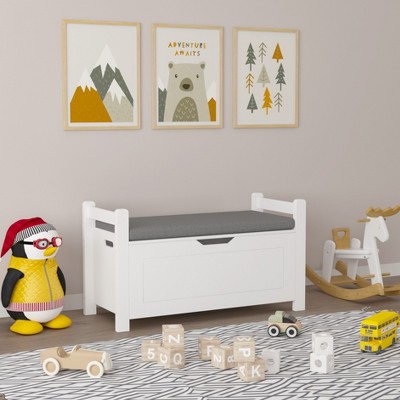 VYNXARIA Kids Toy Box Chest,White Toy Box for Boys Girls, Large Storage Cabinet with Cushion Seat Bench
