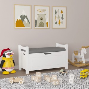 VYNXARIA Kids Toy Box Chest,White Toy Box for Boys Girls, Large Storage Cabinet with Cushion Seat Bench - 1 of 4