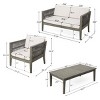 4-Piece Acacia Wood Patio Seating Set,Outdoor Patio Set With Soft Cushions And Coffee Table,Patio Small Space Chat Set -Maison Boucle - 4 of 4