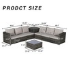 6-Piece Outdoor Wicker Sectional Sofa, Rattan Patio Conversation Furniture Set with Corner Table & Tempered Glass Coffee Table - ModernLuxe - 3 of 4