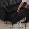 NicBex Velvet Sleeper Sectional Sofa,L-Shaped Couch with Reversible Storage Chaise for Living Room,Apartment,Office,Black - 3 of 3