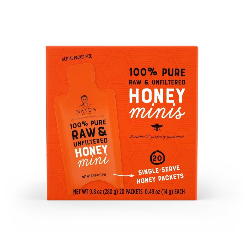 Nature Nate&#39;s 100% Pure Raw and Unfiltered Honey Mini Packets - 20ct / 9.8oz, 1 of 9