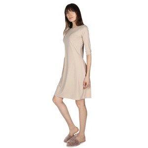 Memoi Women's Bonded Quarter Sleeve Slip Dress - 1 of 4