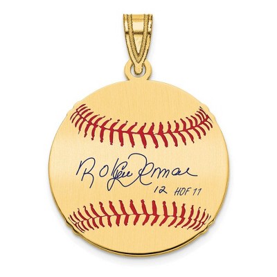 Black Bow Jewelry 14K Gold Plated Roberto Alomar Signature SM Enamel Baseball Pendant