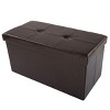 Hasting Home 30-Inch Faux Leather Folding Storage Ottoman - 2 of 4