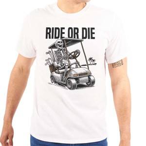 Funny Ride or Die Skeleton Golf Cart Graphic T Shirt Men or Women Brisco Brands - 1 of 4