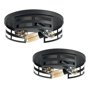 DAKAFUL Metal Geometric Cage Flush Mount Ceiling Light,Farmhouse Light Fixture for Bedroom/Living Room/Kitchen(2-Pack&Matte Black) - 1 of 4