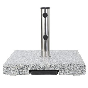 Mojave Square Granite and Stainless Steel Umbrella Base - Natural Gray - Christopher Knight Home - 1 of 4