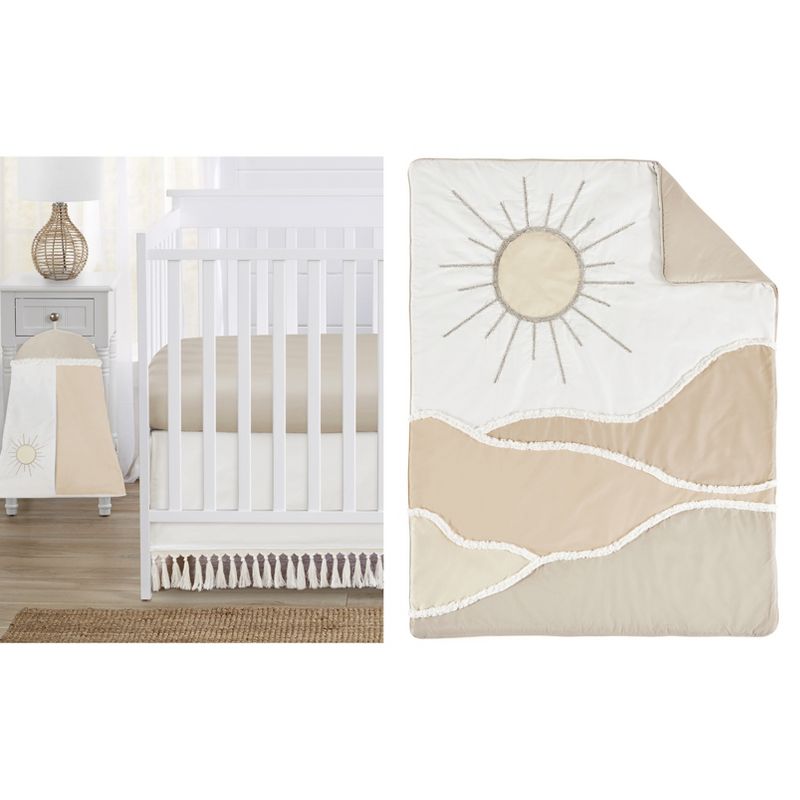 Sweet Jojo Designs Boy or Girl Gender Neutral Unisex Baby Crib Bedding Set - Desert Sun Taupe and Ivory 4pc, 1 of 8