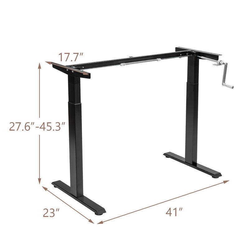 Costway Hand Crank Sit to Stand Desk Frame Height Adjustable Standing Base Black, 3 of 11