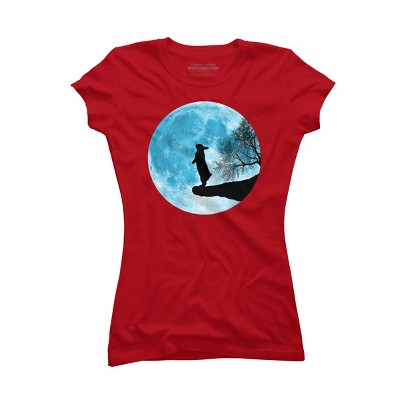 Junior's Design By Humans Moon Bunny By Maryedenoa T-Shirt