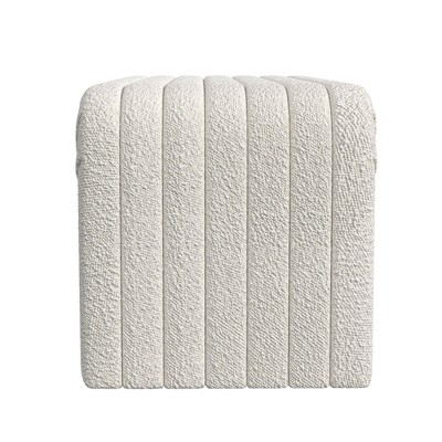 Cream Boucle Upholstered Channel Tufted Bedroom Bench