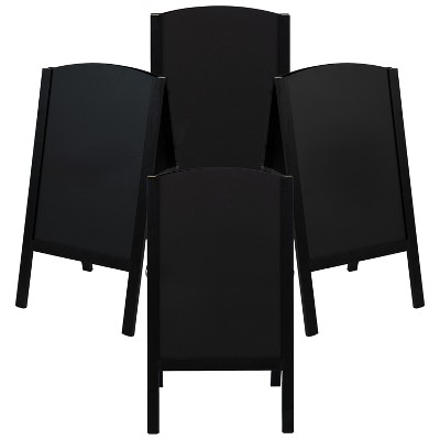 Tableau noir double face Sunnydaze en forme de A avec dessus arrondi et cadre en pin - 32" x 18"