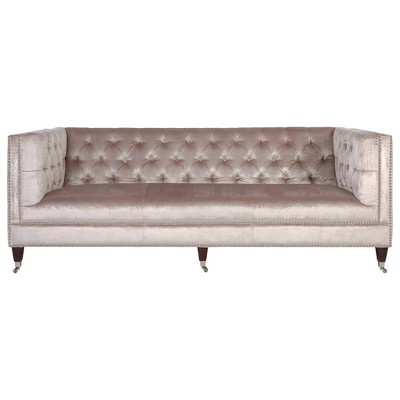 Miller Tufted Velvet Sofa Pearl - Safavieh