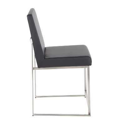 Fuji Contemporary High Back Faux Leather Dining Chair in Black