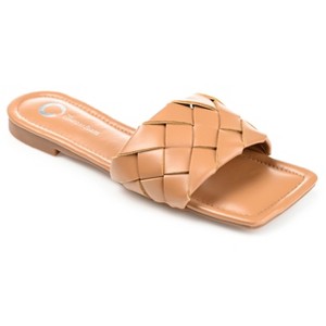 Journee Collection Womens Cassay Tru Comfort Foam Slide Low Block Heel Sandals Mocha 9.5 - 1 of 4