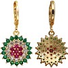 Vuskdtei18K Gold Plated Flower Dangle Earrings for Women, Hypoallergenic Cubic Zirconia Earrings, Elegant Chandelier Drop Earrings - 2 of 4