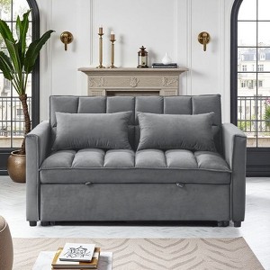 Kumasinova 54" Convertible Velvet Sofa Bed,2-Seater Pull-Out Sleeper Sofa with 3-Level Backrest Adjustment,Couches for Living Room,Apartment - 1 of 4