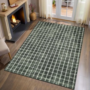 Checkered Area Rug for Living Room Black White Braided Geometric Print Soft Low-Pile Thin Large Washable Rugs for Bedroom for Dining Room - 1 of 4