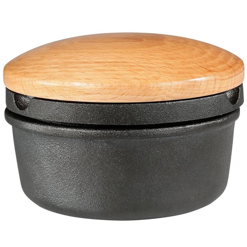 Zassenhaus Spice Buddy XL, cast iron w/ beech wood lid, 3.8" H, 1 of 7