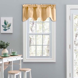 Ellis Curtain Lisa Solid Color Poly Cotton Duck Fabric Lined Scallop Valance 58" x 15" Butter - 1 of 4