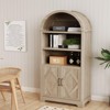 Dyonery 71" High Arched Bookcase with Doors, 5-Shelf Mid-Century Modern Black Arched Cabinet with Storage and Open Adjustable Shelves，Gray - 3 of 4