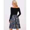 INSPIRE CHIC Women's Ruffle Hem Elastic Waist Flowy A-Line Swing Floral Midi Skirt - 4 of 4