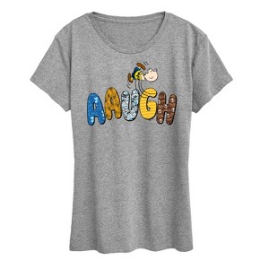 Women's - Peanuts - Aaugh Pattern Charlie Brown Short Sleeve Graphic T-Shirt - 1 of 4