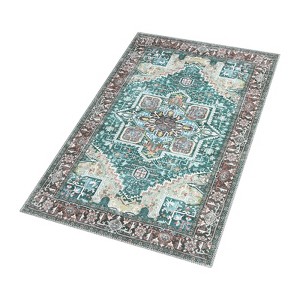 Machine Washable Area Rug,Vintage Floral Rugs for Living Room Soft Floor Carpet - 1 of 4